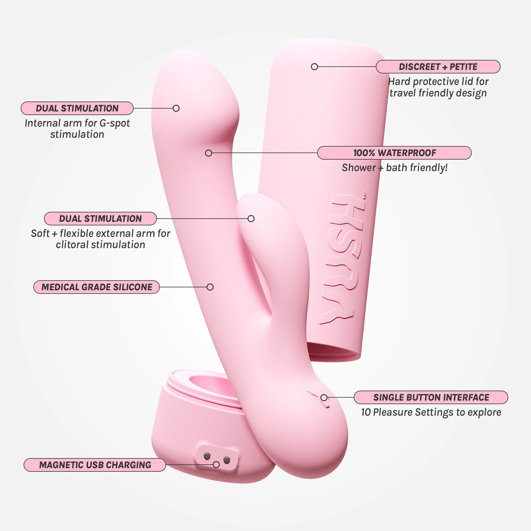 Glow Compact Rabbit Vibrator Vush Stimulation Glow Compact Rabbit Vibrator Vush Stimulation